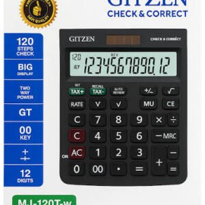 GITTZEN MJ-120T-w Check & Correct Calculator – 12 Digits, 120 Steps Check, Big Display,