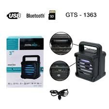 GTS-1363 Portable Wireless Speaker with USB, SD Card – Rechargeable 3-Inch Mini Speaker with Handle