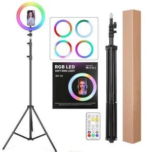 MJ36 14 inch 36cm RGB soft Ring Light with 7.5ft Tripod Stand Circle Photography Lighting for Vlog, Makeup