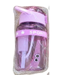 Fashion Plastic Water Bottle (2024-12) With Straw & Strap, 650ml Small