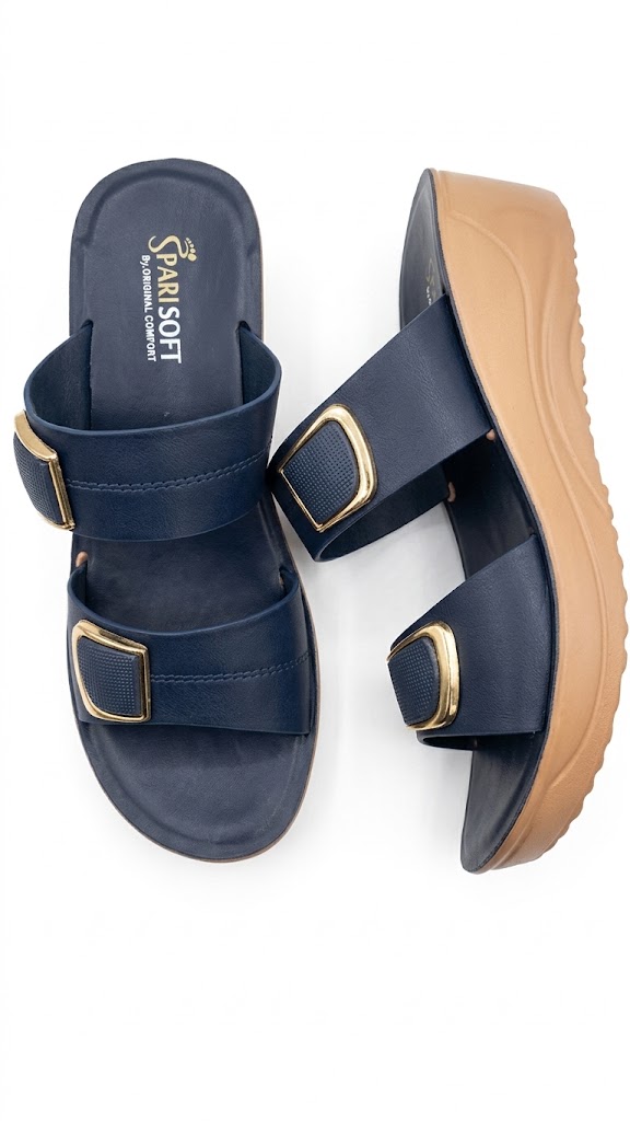 Pari Soft Ladies Stylish Studded Double Strap Slippers Shoe – Size 7 (EU 41)