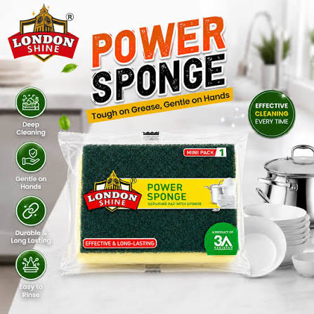 London Shine Power Sponge Regular Pack 3-in-1 – 3 Pads Packet