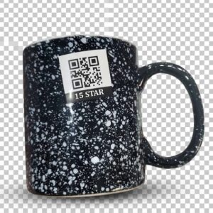 Ceramic Coffee Tea Mug Black White Dotted 4 inch Hight