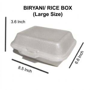 Full Plate - Biryani Large Box 01 KG - Disposable - Styrofoam Box