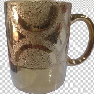 Ceramic Round Mug Metallic Gold Textured Coffee & Tea Cup 4 inch Hight