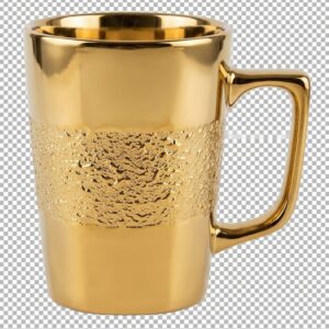 Ceramic Mug Metallic Gold Textured Coffee & Tea Cup 4 inch Hight
